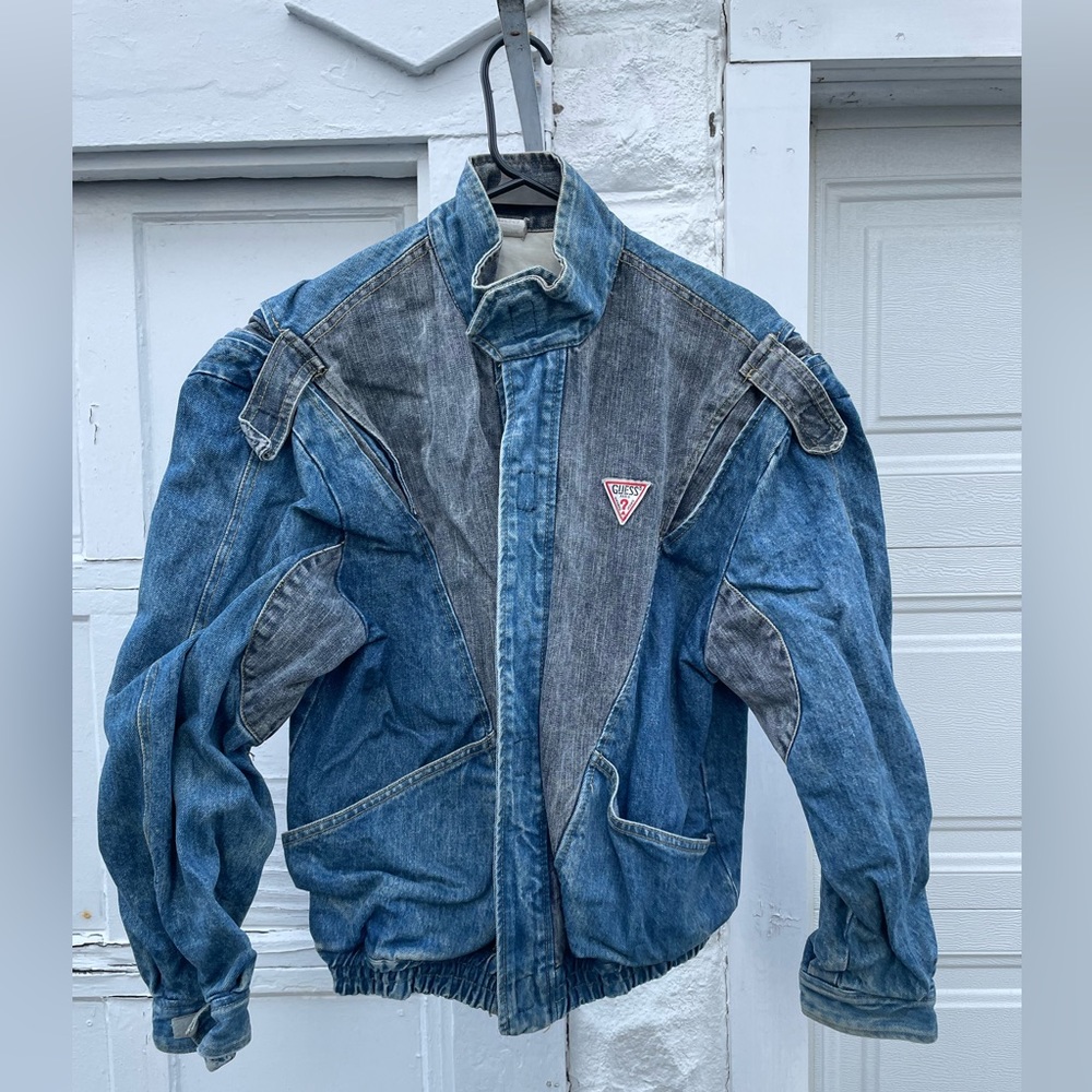 Vintage Guess Marciano Back To The Future Guess 2 Tone Denim Jean Jacket Medium.